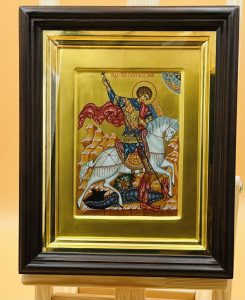 Икона » Георгий Победоносец. Чудо о змие» в киоте Образец 25 Бийск